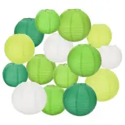 15Pcs 4"8"12" Paper Lanterns Green,Deep Green,White,Light Green,Dark Green