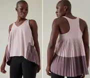 NWT Athleta Swing Forward Pleated Relaxed Tank Top MEDIUM Smoked Mauve Pink