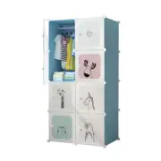 SOGA 8 Cubes Blue Portable Wardrobe Divide-Grid Modular Storage Organiser Foldab
