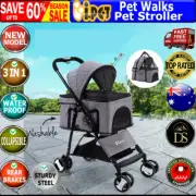i.Pet Pet Stroller Dog Carrier Foldable Pram 3 IN 1 Middle Size Grey 4 Wheels