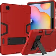 [Nexue] Case for Samsung Galaxy Tab S6 Lite 10.4 Inch 2024/2022/2020, Slim Heavy Duty Shockproof Rugged Protective Kids Case with Kickstand (Red+Black)