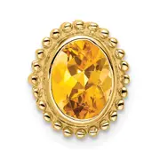 14K Yellow Gold Oval Citrine Chain Slide