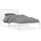 Metal Bed Frame With Headboard White 107X203 Cm Steel King Single Bed Frames