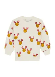 Mini Rodini Kids Medal Cotton Sweatshirt - Cream - 128/134 (8 Years) 128/134 (8 years)