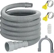 Universal Washing Machine Drain Hose, 13 Feet Flexible Washing Machine Drain Hose, Washer Drain Hose, Portable Discharge Washer Hoses with 1 Extension Adapter and 2 Hose Clamps, 1 U-Bend Hose Holder