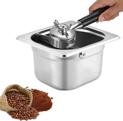 Stainless Steel Espresso Knock Box with Rubber Bar for Storing Underneath...