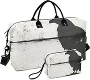 [YXYZRMY] Silhouette Bald Bird Retro Travel Duffel Bag Gym Bag Sports Tote Bag with Multiple Interior Pockets Shoulder Weekender Bag for Women Men with Toiletry Bag 20.5”x 7.9”x 13.8”, Multi-Colored