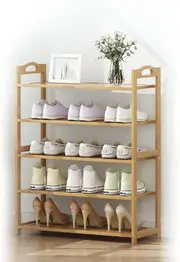 Ozoffer 5 Tier Bamboo Shoe Rack Organizer Wooden Storage Shelves Stand Shelf