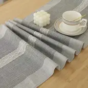 Braided Stripe Table Runner Christmas Farmhouse Style 13 x 36 in (3ft) Grey