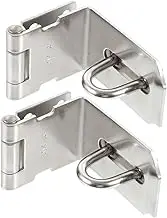 DOITOOL 2pcs Stainless Steel Door Hasp Lock Degrees Padlock Clasp Anti-Theft Security Buckle for Cabinets Furniture Gates Easy Install with Seamless Base