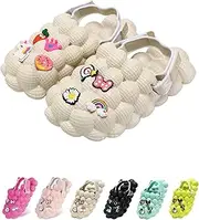 [Yueerlu] Bubble Slides for Kids, Funny Massage Kids Bubble Ball Slides with charms,Toddler Diy Charms Massage Slippers Adjustable Elastic Band Kids Sandals for Indoor Outdoor Non-Slip Thick Sole Shower Shoes