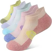 [BUDERMMY] Ankle Compression Socks for Women Running Athletic Socks Low Cut with Arch Support 5 Pairs