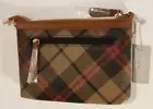 LOUENHIDE Carina Plaid and Tan Bag with Removeable Crossbody Strap New with Tags