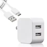 Business Dual USB Power Adapter Type C Cable f Samsung Galaxy S22 Ultra SM-S908U
