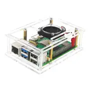 Easy Install Acrylic Clear Protective Case Box W/ Cooling Fan for Raspberry Pi 5