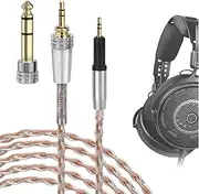 Geekria Apollo Silver-Plated Upgrade Audio Cable Compatible with ATH-R50x Headphones, 3.5mm (1/8'')/6.35mm (1/4'') to 2.5mm Replacement Headphones Cord for Desktop Amplifier (8.2ft / 2.5m)