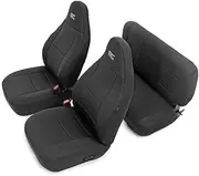 Rough Country Neoprene Seat Covers for Jeep Wrangler TJ (1997-2002) - Neoprene Waterproof Seat Covers, Foam Padded Wrangler Seat Covers Full Set - Front & Rear Seat Covers