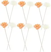 12pcs Rattan Reed Diffuser Sticks with Faux Flowers for Home Fragrance Flameless Essential Oil Scent Refill for Office Hotel and Bathroom Decor