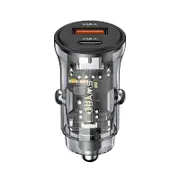 USAMS Fast Charging USB & Type C Car Charger Dual Port Quick Adapter PD