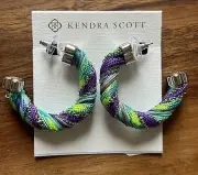 Kendra Scott Masie Corded Hoop Earrings in Purple/Blue/Green/Rhodium Plated Mix