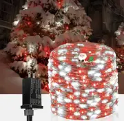 66Ft 200LED Red and White LED Fairy Lights Plug in, Waterproof