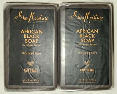 Shea Moisture African Black Soap With Shea Butter 8 oz (Pack of 2)