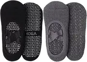 [Lucckey] 2 Pairs Yoga Socks for Women, Non Slip Barre Socks with Cushion & Straps Soft Cotton Grip Socks for Ballet Dance Pilates Pure Barre Bikram Trampolines Barefoot Home Gym Workout