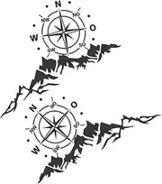 Car Decals for Van Camper Caravan Truck Camping Rv Cargo Motorhome, Car Mountain Compass Sticker Decal
