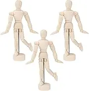3Pcs Wooden Articulated Mannequin Poseable Drawing Model for Artists Sketching Home Office Decoration Lightweight Jointed Human Figure Beige