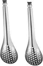 KOCKSHION 2Pcs Stainless Steel Slotted Spoon Caviar Colander Spoons for Kitchen Restaurant Use Easy Liquid Separation Resistant Household Kitchen Gadgets