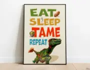 Eat Sleep Tame Repeat Poster | Ark Survival Evolved Video Game Decor |