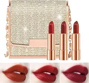 3 Colors Matte Lipstick Set for Women, Velvet Lipstick Long Lasting Lip Cream, Classic Red Shade Lipstick Set, Non-Stick Cup Red Lipsticks, Gift Box Lipstick Set