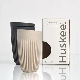 【Huskee】澳洲HuskeeCup咖啡豆殼環保杯 12oz/ 360ml (附杯蓋)｜安全無毒可回收 再生製造/ 炭黑色