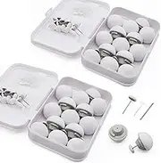 Duvet Cover Clips 32 Pcs Duvet Pins Comfortable Duvet Holder Clips with 2 Box, Mushroom Round Fixing Clips for Thin Thick Quilts Blanket Sheet Bed Skirt Cushion Curtain (White)