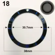 38mm Ceramic Watch Bezel with Black Slope Blue Numerals and Green Luminous Detai