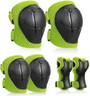 Kids Knee Guard Set, 6 in 1 Kit Protective Gear Knee Guard Elbow Guard Strap Adjustable Wrist Guard Child Protection Roller Skate Bike Safety