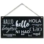 CARISPIBET Hello! Hola! Bonjour! | Home decoration plaque sign travel languages
