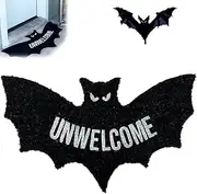 Unwelcome Mat, Funny Non-Slip Rug Unwelcome Bat Door Mat, Halloween Spooky Unwelcome-Bat Shaped Coir Mats for Front Door Outside, Housewarming for Halloween Outdoor Kitchen Bedroom Decor