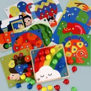 Nail Mosaic Pegging Board Peg Puzzle Buttons Art Puzzle for Years Old Children