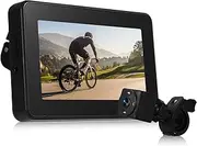 Handlebar Bike Mirror, 1080P Rechargeable Bicycle Rear View Camera with 4.3 in Monitor Color Night Vision 150 Wide Angle View 360 Adjustable Bracket, Compatible with Mountain Bike