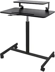 Overbed Table with Wheels, Adjustable Height Portable Mobile Standing Desk,Sofa Side Table, Laptop Bedside Table Multi-Purpose for Home and Hospital Use