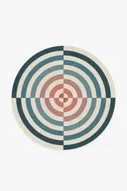 185' Round | Machine Washable Runner Rug | Kid & Pet Friendly | Indoor Rug | Jonathan Adler Op Art Teal Rug | Ruggable