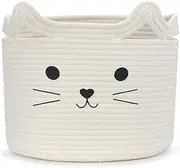 Goodheim Toy Storage Basket, Kids Laundry Basket Foldable, Baby Hamper Woven Rope Basket for Nursery Cat Decor Bedroom, Toy Storage Box for Boys Girls Dog (Cat,M)