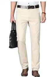 [Botong] Men's Slim Fit Tapered Stretchy Casual Pants Wrinkle-Resistant Flat Front Suit Pants