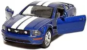 5" Die-cast 2006 Ford Mustang GT 1/ 38 Scale, Pull Back n Go Action (Blue with White Racing Stripes).