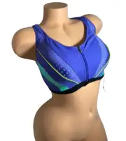 VICTORIA'S SECRET VSX BLUE LOCKING-ZIP FRONT-CLOSURE SUPPORT SPORT BRA 34DDD