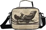 Sketeboard Christmas Retro Insulated Lunch Box for Women Men - Ideal for Work, Picnics - Includes Adjustable Shoulder Strap