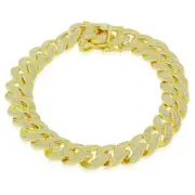 925 Sterling Silver Gold-Tone CZ Miami Cuban Link Large 12MM Bracelet