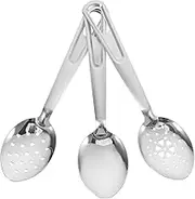 Gatuida Sturdy 3pc Slotted Dinner Serving Spoons Portable Stainless Steel Utensils Ergonomic Handles for Efficient Serving