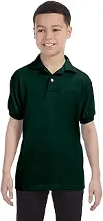 By Hanes Boys' Cotton-Blend Jersey Polo_Deep Forest_S